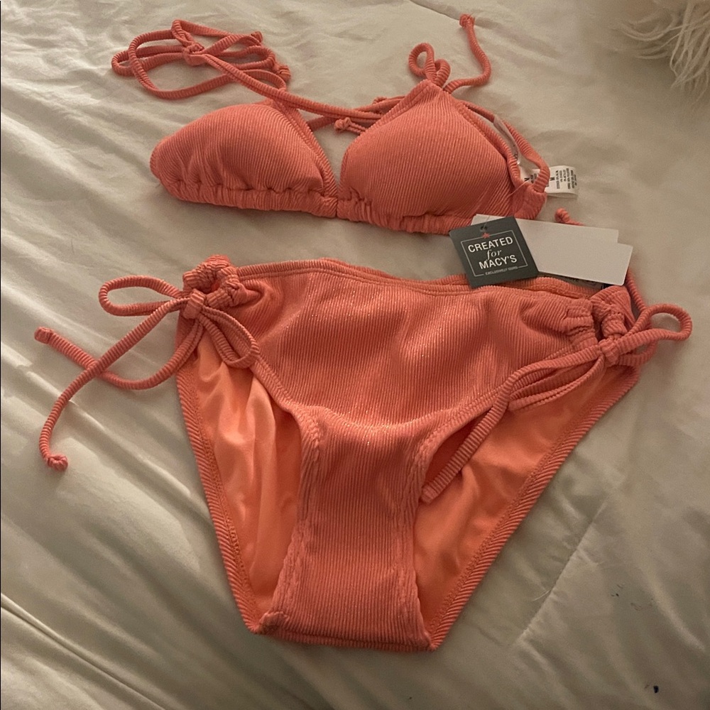 Peach Halter Bikini 2piece set